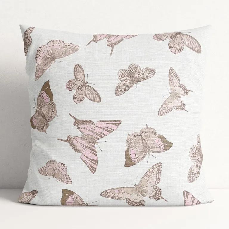Goldea față de pernă decorativă loneta - fluturi roz 30 x 50 cm