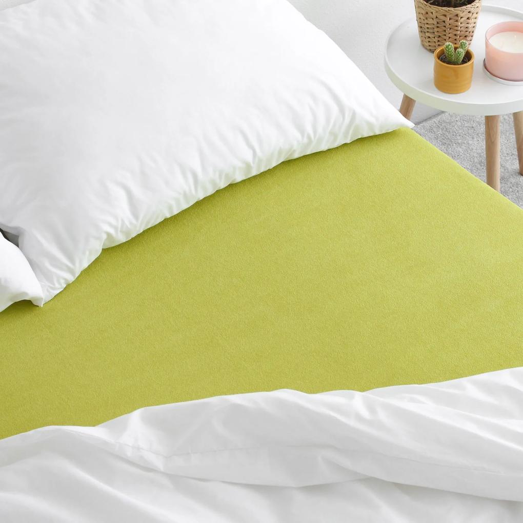 Goldea cearceafuri de pat din terry cu elastic - verde fistic 90 x 200 cm