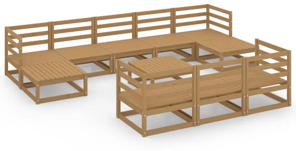 3076117 vidaXL Set mobilier de grădină, 11 piese, lemn masiv de pin