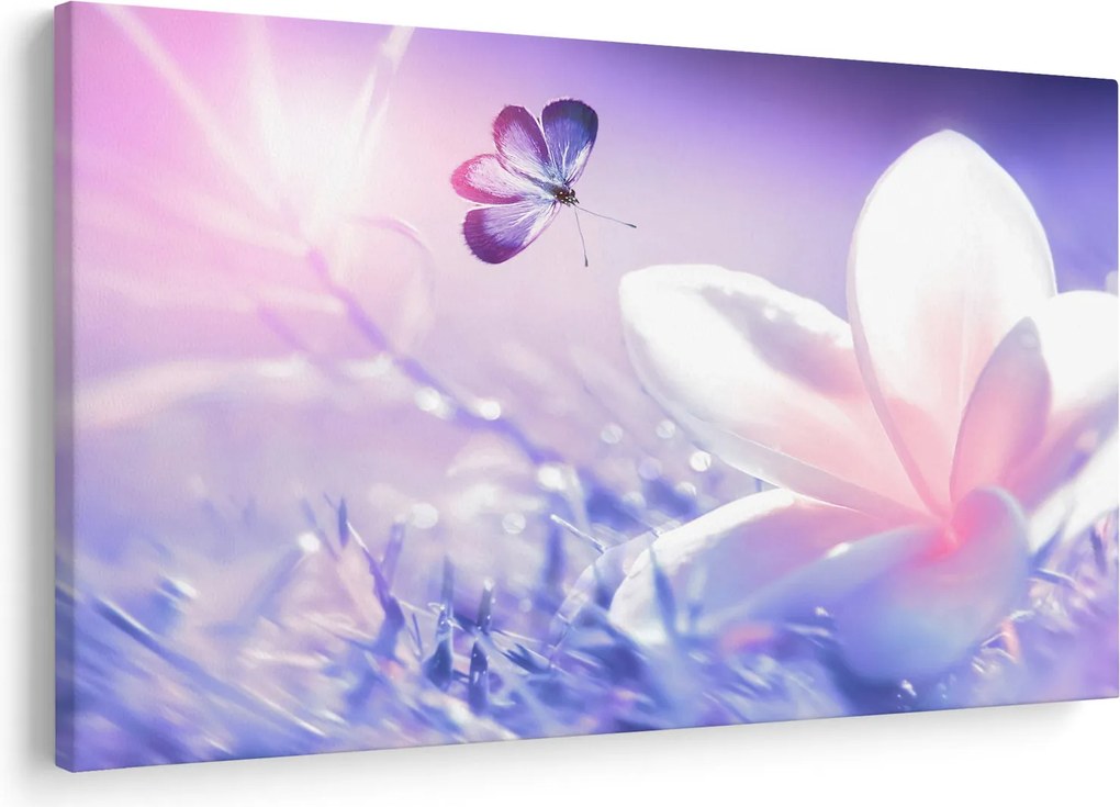 Tablou - Fluture lângă floare (90x60 cm)