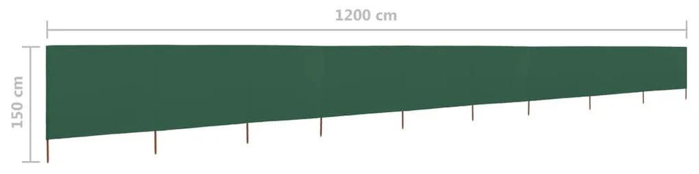 Paravan anti-vant cu 9 panouri, verde, 1200x120 cm, textil Verde, 1200 x 120 cm
