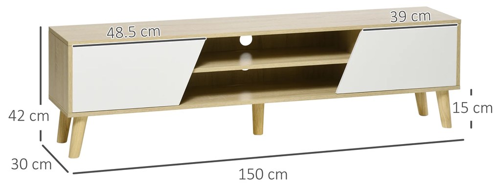 HOMCOM Mobile Porta TV fino 65" con Armadietti e Ripiani Aperti, 150x30x42cm | Aosom Romania