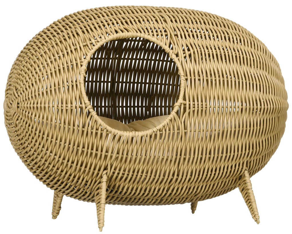 PawHut Coș pentru pisică, pat înălțat cu Pernă Moale, cu găuri de la ușă, Design Elegant și Confortabil, 55L x 36l x 42Î cm | Aosom Romania