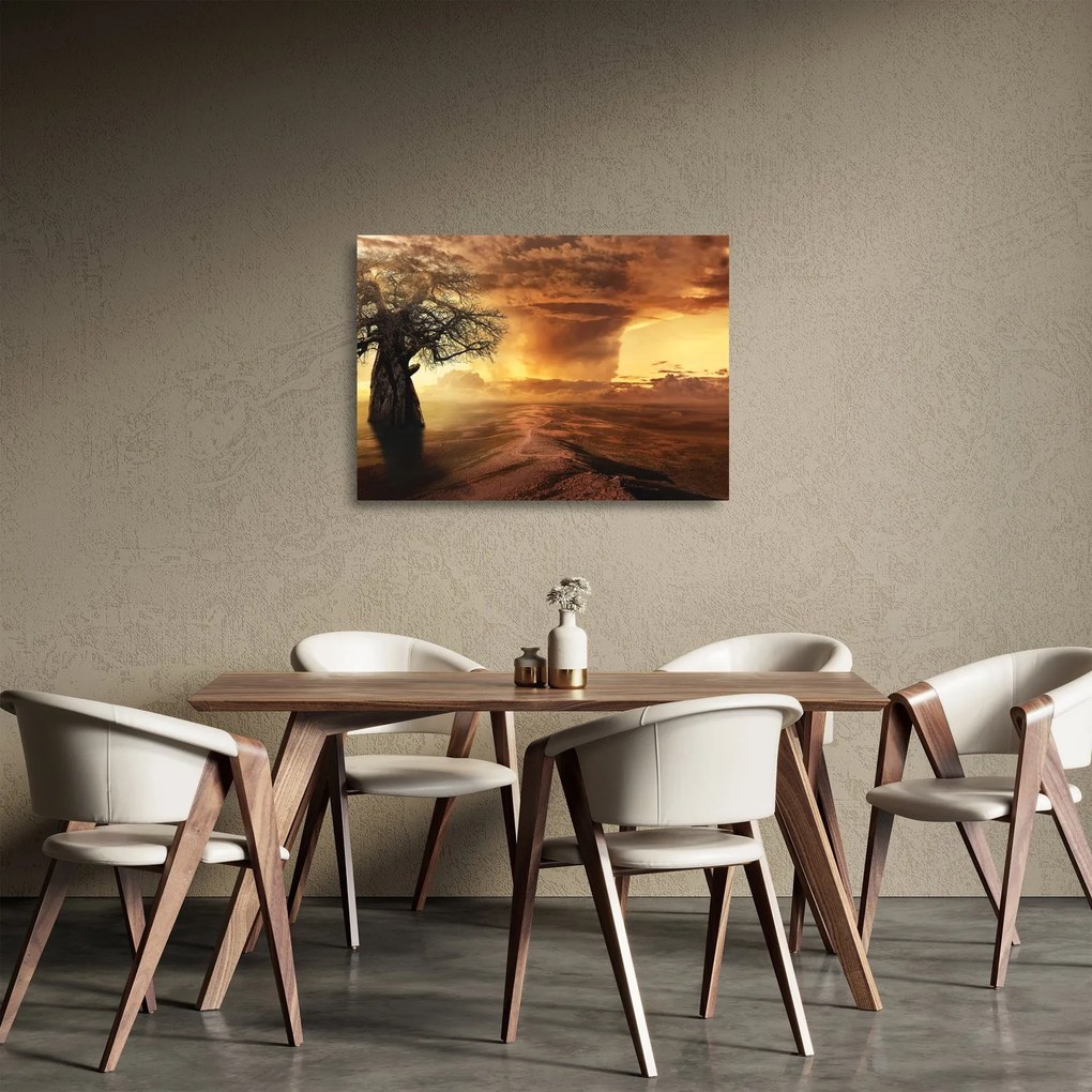 Tablou pe sticlă cu norii portocalii (70x50 cm)