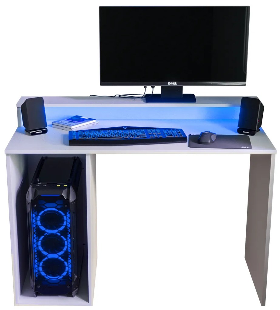 Masă PC pentru gaming Garrick 2 (biely) (cu iluminat LED RGB). 1064136