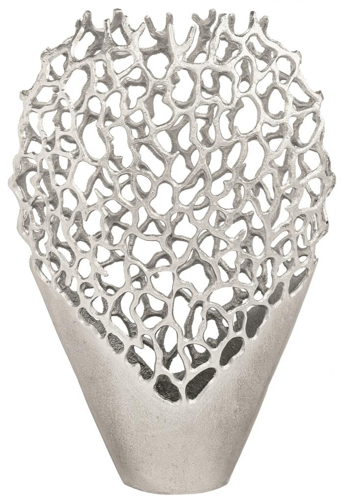 Vaza decorativa din aluminiu dion, argintie 28x15x37 cm