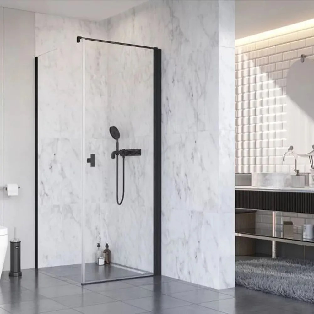 Usa de nisa batanta Radaway Nes KDJ I 100 cm sticla 6 mm negru-transparent deschidere dreapta