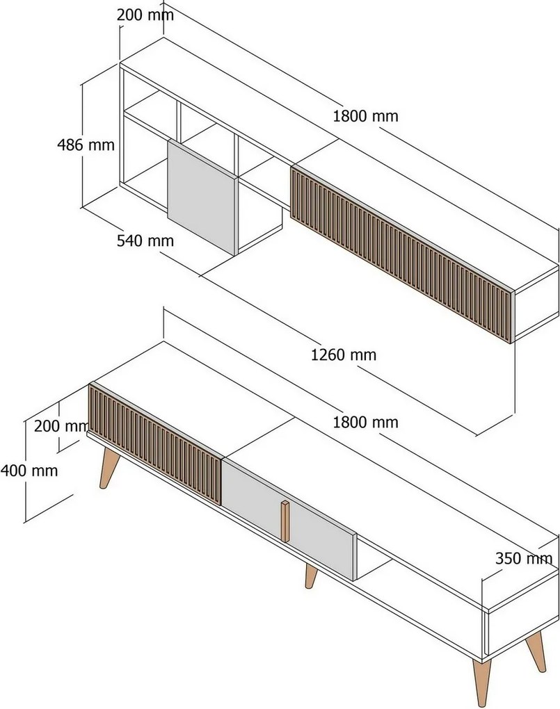 Perete TV Milen Walnut and White