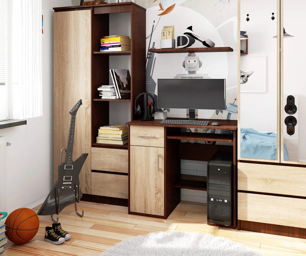 Masă PC Jaloms (wenge + Stejar sonoma). 1069703