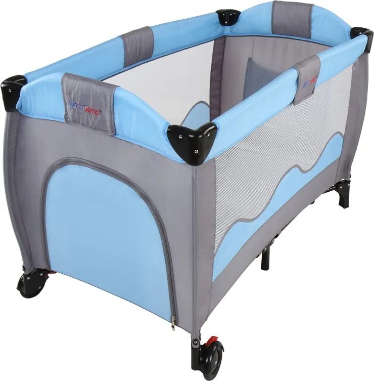 Pat de călătorie cu masă pentru schimbat, albastru / gri