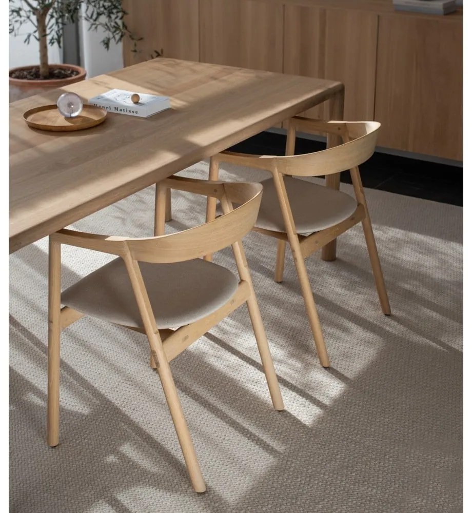 Scaun din lemn masiv de stejar Gazzda Muna, gri