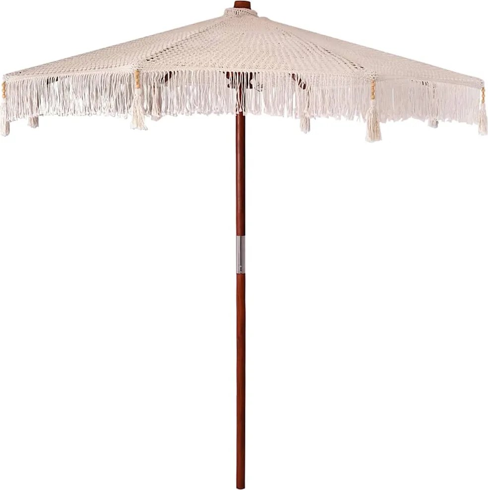 vidaXL Umbrelă macramé Crem 252.5 x 252.5 x 260 cm