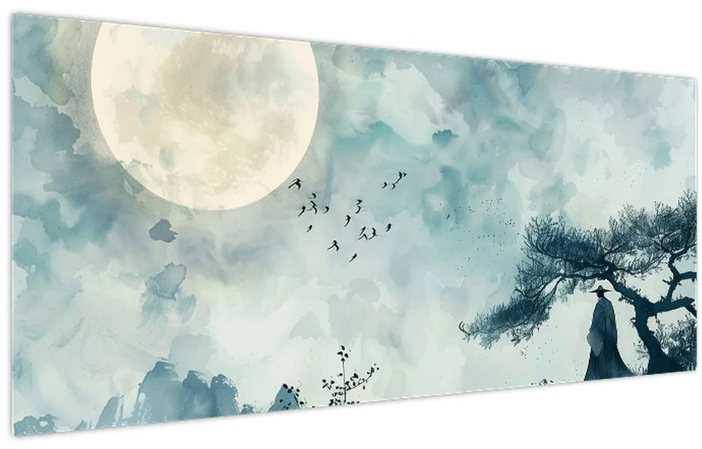 Tablou - Pictură cu lună plină (120x50 cm)