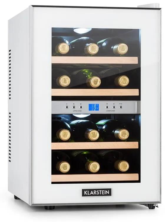 RESERVA, frigider pentru vinuri, 34 l, 12 sticle, 2 zone de răcire, 7-18 ° C, albă