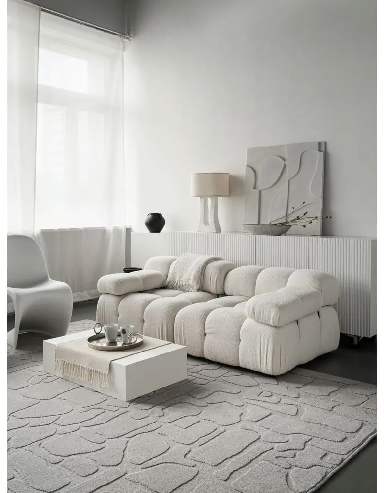 Covor gri deschis din lână 133x190 cm Morphic Dunes – Agnella