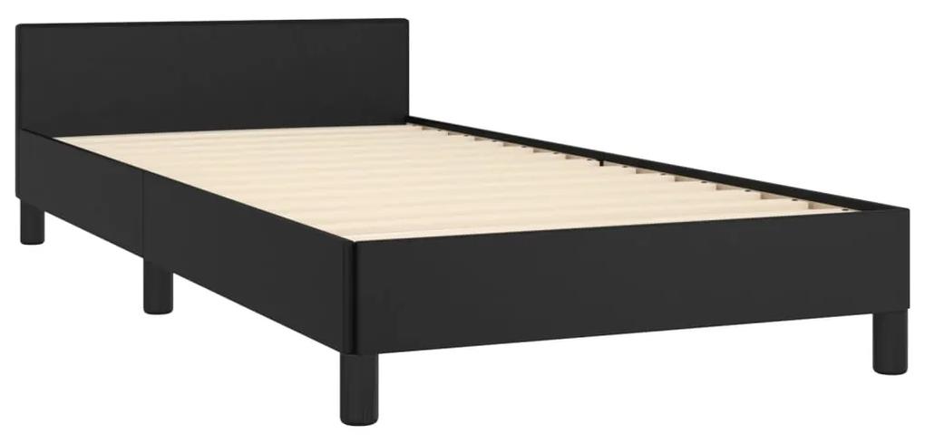 Cadru de pat cu tablie, negru, 90x200 cm, piele ecologica Negru, 90 x 200 cm, Culoare unica si cuie de tapiterie