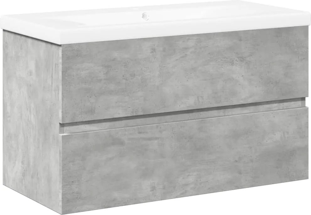 vidaXL Set mobilier de baie, 2 piese, gri beton, lemn compozit