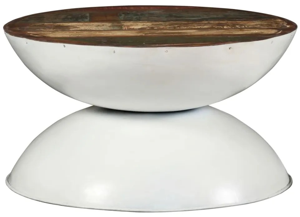 244899 vidaXL Măsuță de cafea, bază albă, 60x60x33 cm, lemn masiv reciclat