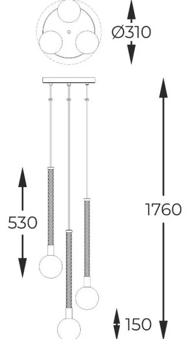 Lustra cu 3 pendule design modern Mida