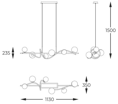 Lustră pe cablu Zuma Line MD3145-6-EBGN NISYRO 6xG9/3,5W/230V negru
