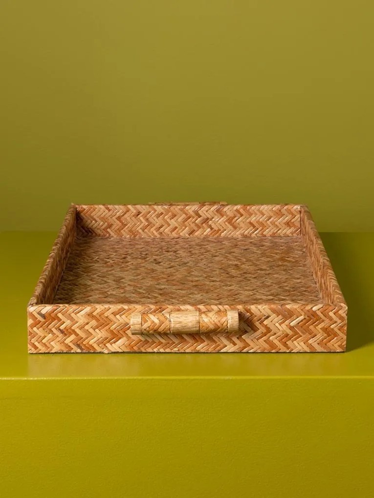 Tavă de servire din ratan împletit, natur, formă dreptunghiulară, 5 × 45 × 31 cm, „Rivan"