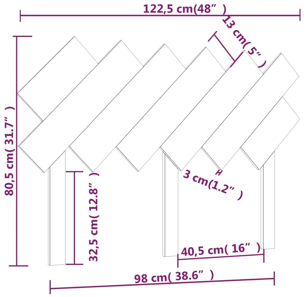 Tablie de pat, gri, 122,5x3x80,5 cm, lemn masiv de pin Gri, 122.5 x 3 x 80.5 cm, 1