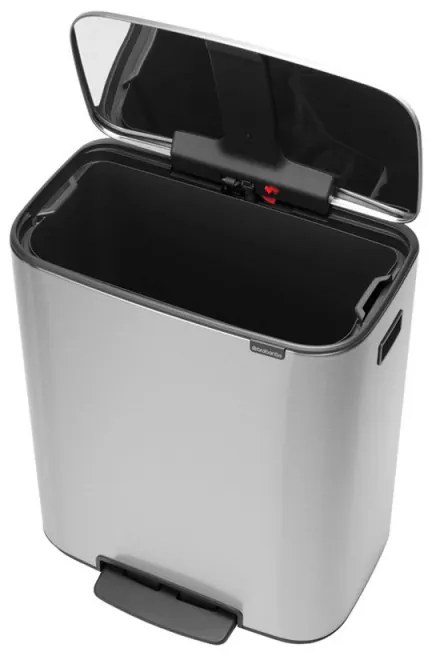 Cos de gunoi cu pedala Brabantia Bo Pedal 1003186, 60 L, Inchidere lina, Baza antiderapanta, Rezistent la amprente, Inox/Mat