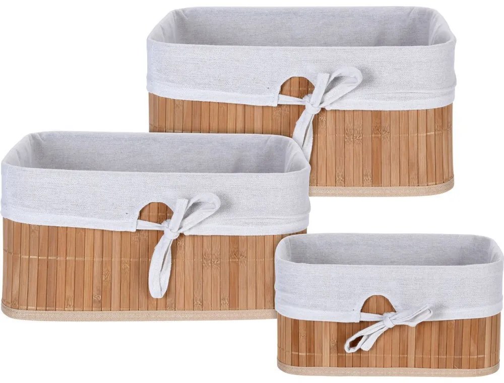 Set 3 Cosuri de depozitare Bambus