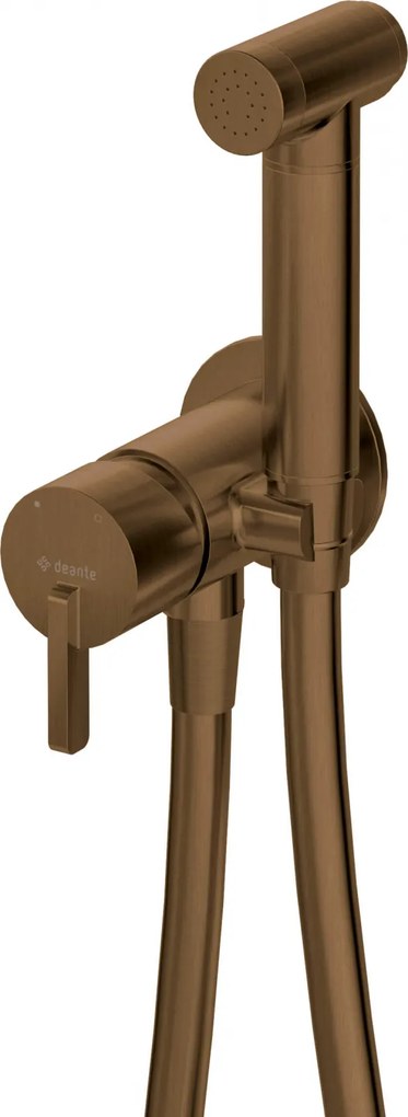 Baterie pentru bideu bronz periat, ingropat, cu dus de mana, Deante Silia Bronz periat