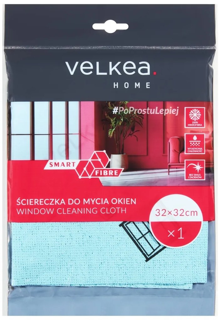 Laveta curatare geamuri, microfibra, Smart Fiber, 33 x 32 cm, Velkea