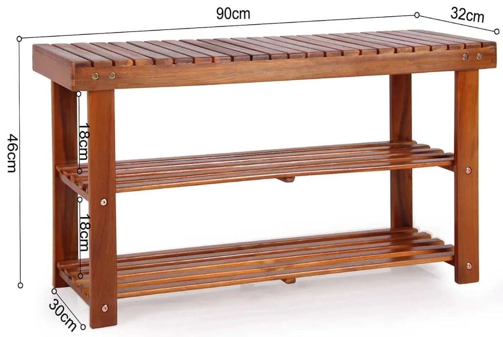 Deuba Raft pentru încălțăminte și bancă 2 în 1 salcâm - 90 cm