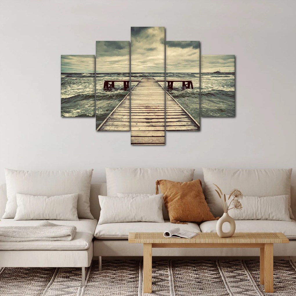 Tablou cu dig din lemn la mare (150x105 cm)