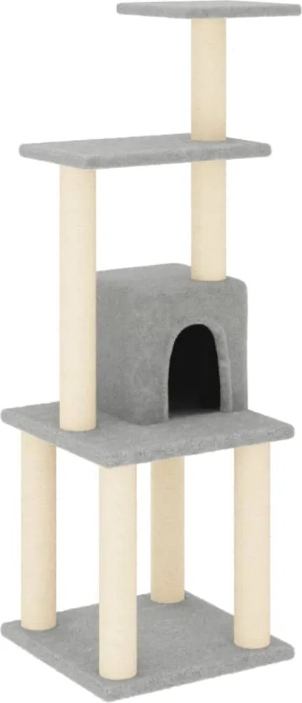 vidaXL Ansamblu pisici, stâlpi din funie sisal, gri deschis, 105 cm