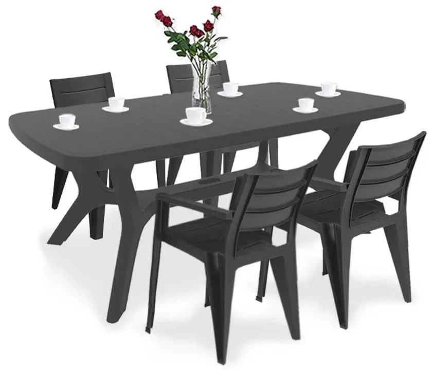 Set mobilier de grădină Juliemore 4+1, grafit