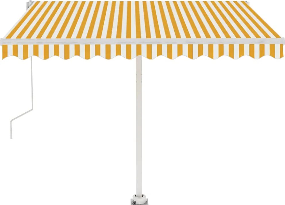 vidaXL Copertină autonomă retractabilă automat galben&alb 300x250 cm