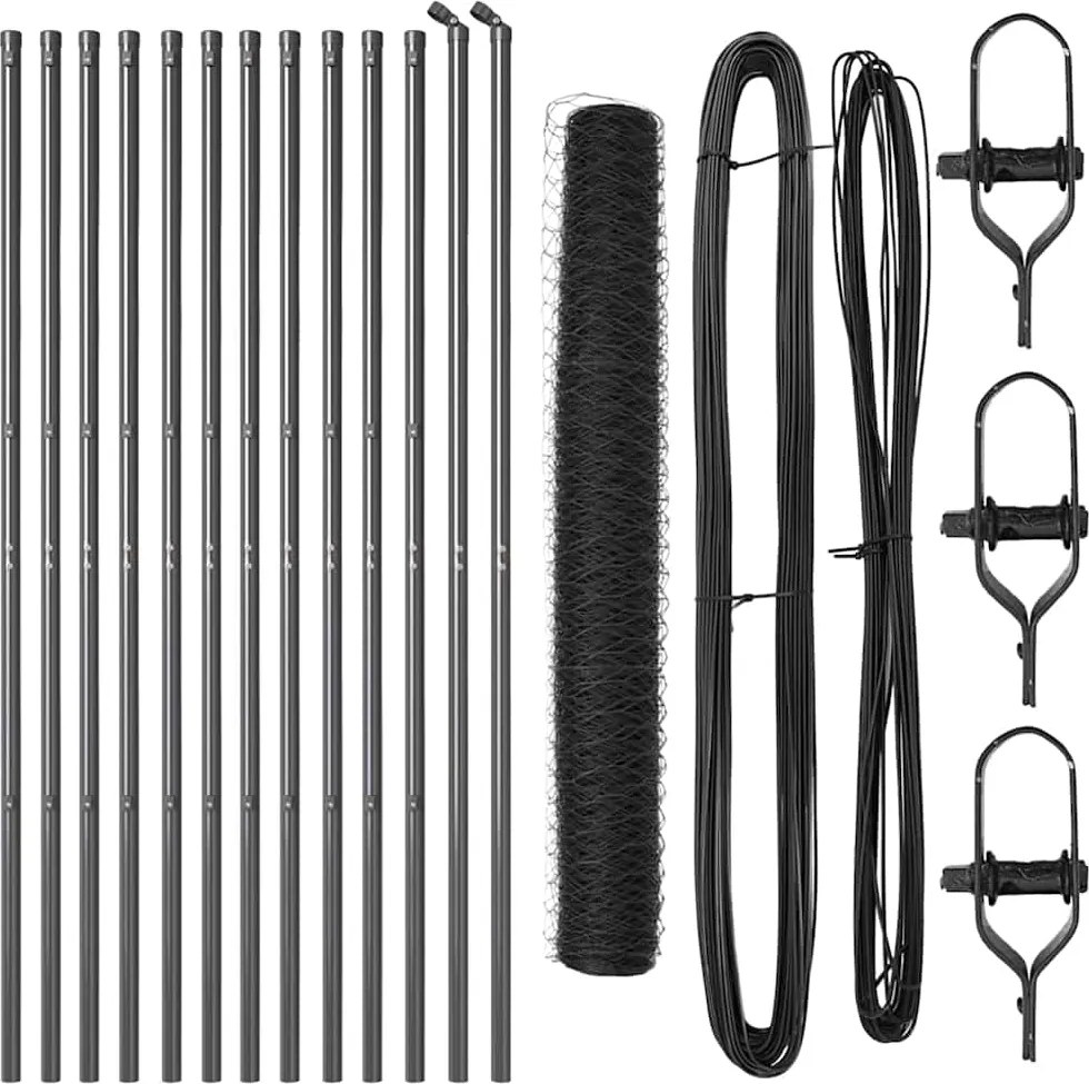 vidaXL Stâlp de gard. Gri 25 x 1,4 m (plasă de 50 mm) Oțel și PVC