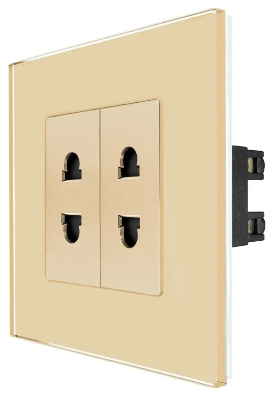 Priza Dubla cu Module Inguste cu Rama din Sticla LUXION