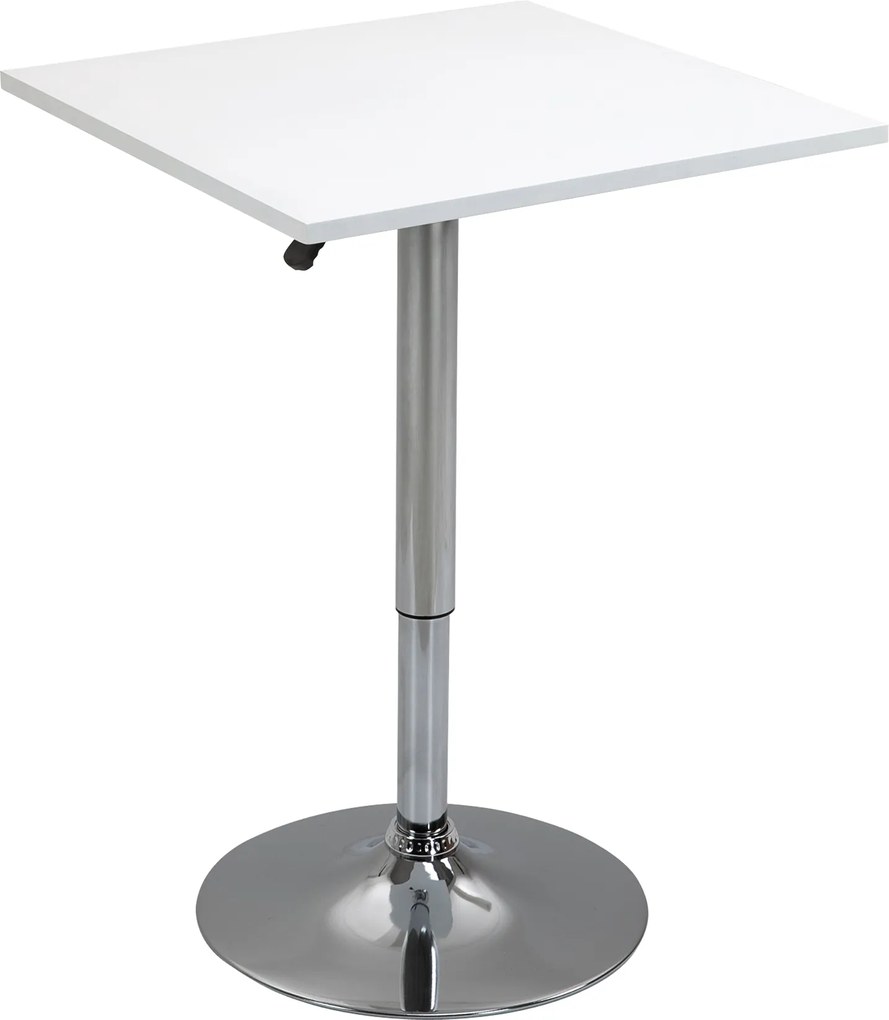 HOMCOM Masă de bar reglabilă pe înălțime, rotativă 360°, picioare rezistente la zgârieturi, bază metalică stabilă, Alb | Aosom Romania