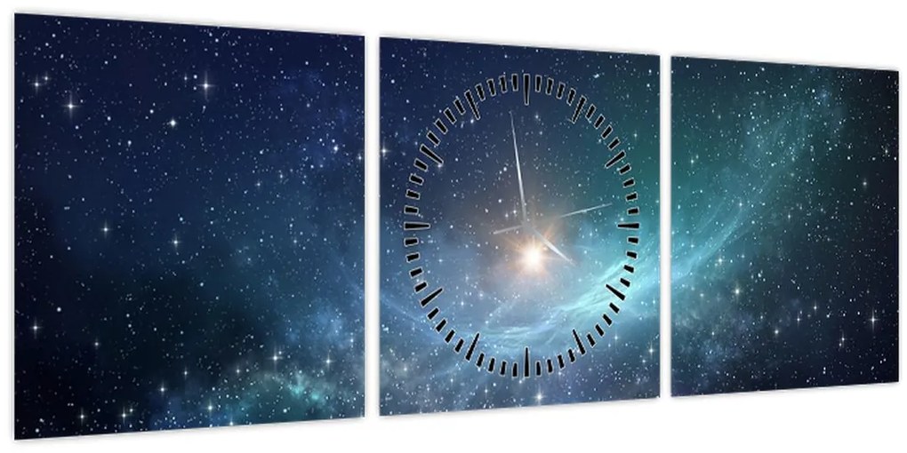 Tablou - Stele și nebuloase (cu ceas) (90x30 cm)