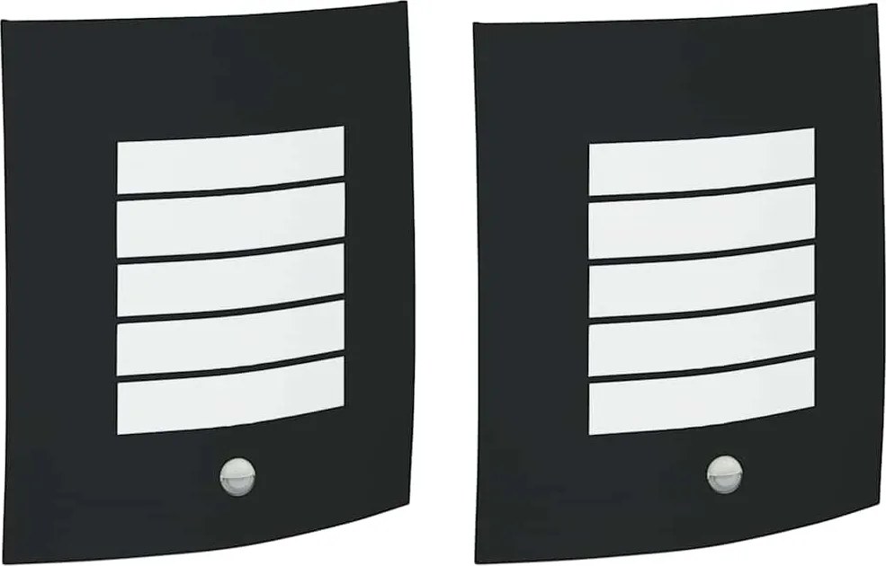 vidaXL Lumină de perete pentru exterior 2 pcs Negru 23.5 x 9 x 26 cm