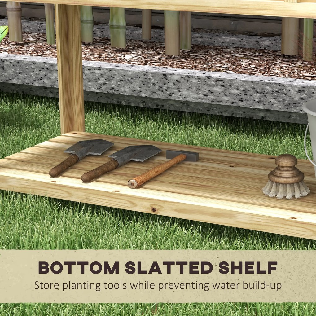 Outsunny Jardinieră pe picioare cu separator detașabil, raft, inserturi pentru irigare, material geotextil de drenaj 115L x 46l x 75Î cm | Aosom Romania