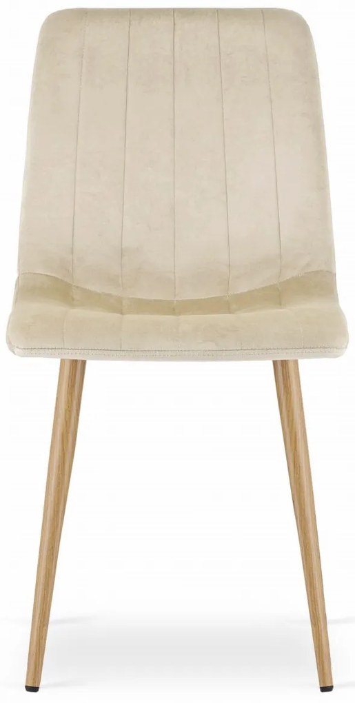 Set de masa 1 + 4, masa de dining alba ADRIA 120x80 cm + scaun de catifea crem LAVA