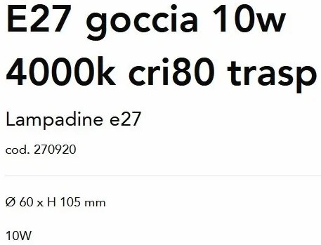 Bec LED, E27 10W 4000K cri80 transparent