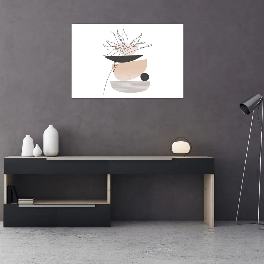 Tablou - Linie de artă flori N⁰1 (90x60 cm)
