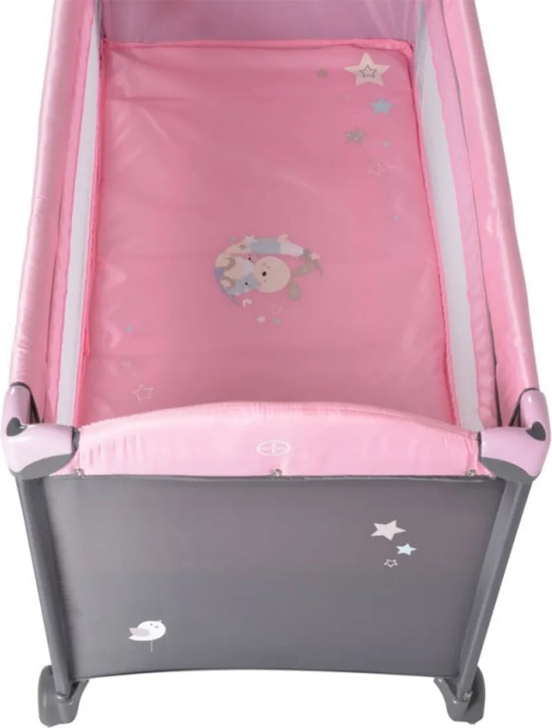 Patut pliant transformabil in tarc copii NOVOKIDS™ Sleepy NEST, 60X120 cm, 2 Niveluri, Masa infasat, Jucarie Carusel cu jucarii din plus, Fermoar