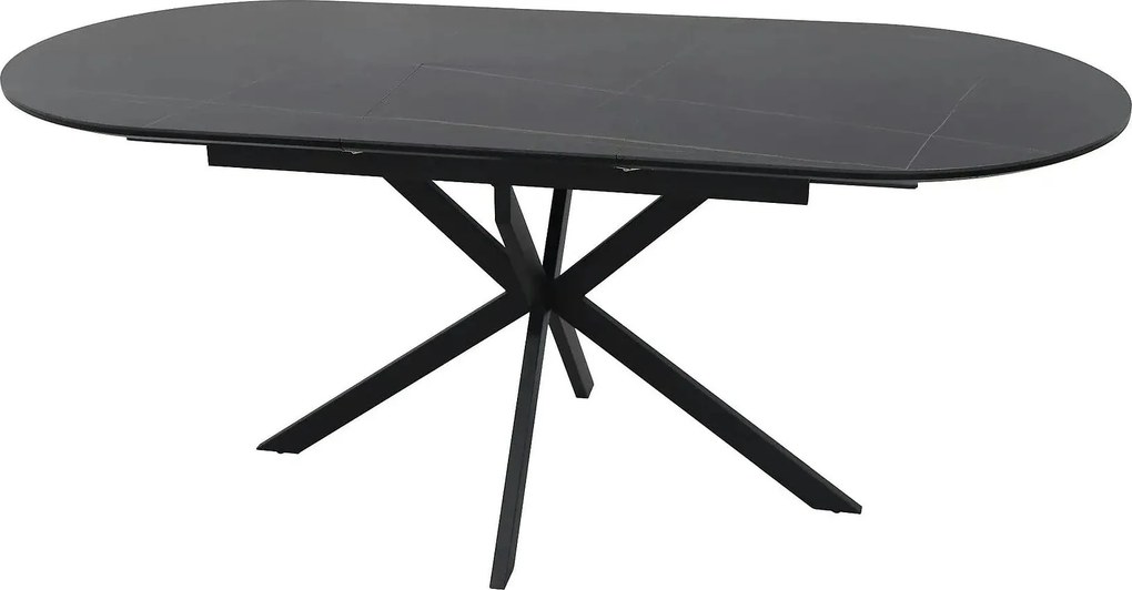 Masa extensibila GASTON, negru mat cu efect de marmura, ceramica/metal