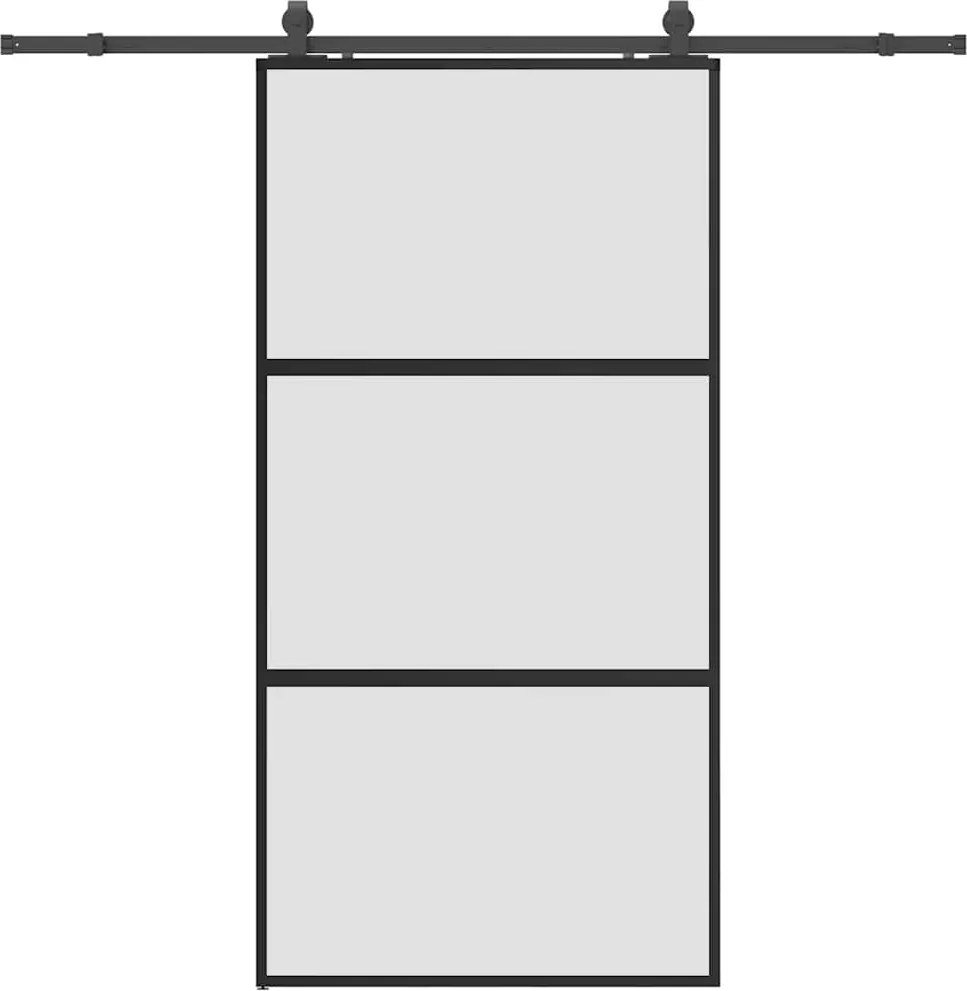vidaXL Ușă glisantă cu set de feronerie neagră sticlă securizată