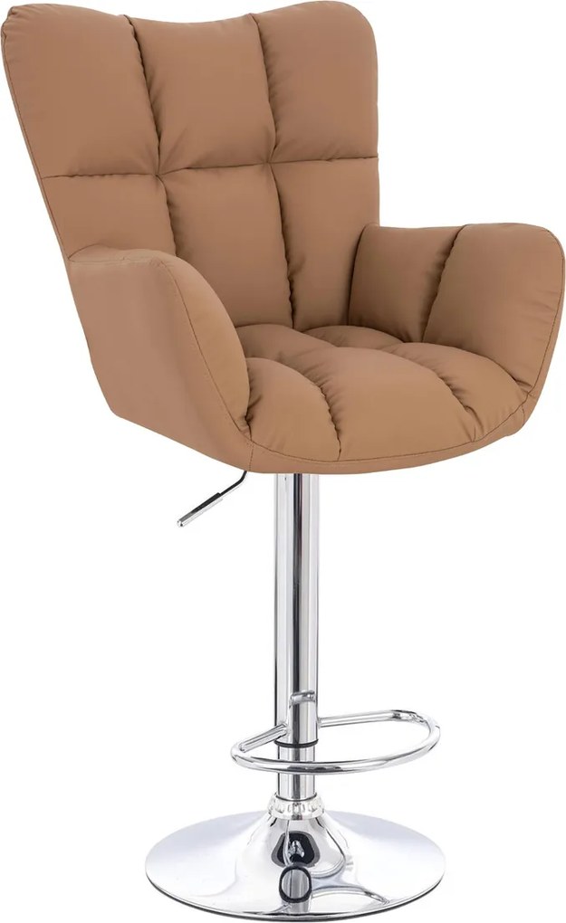 HR650W Scaun Caramel Piele Ecologica Premium Soft cu Bază Cromata
