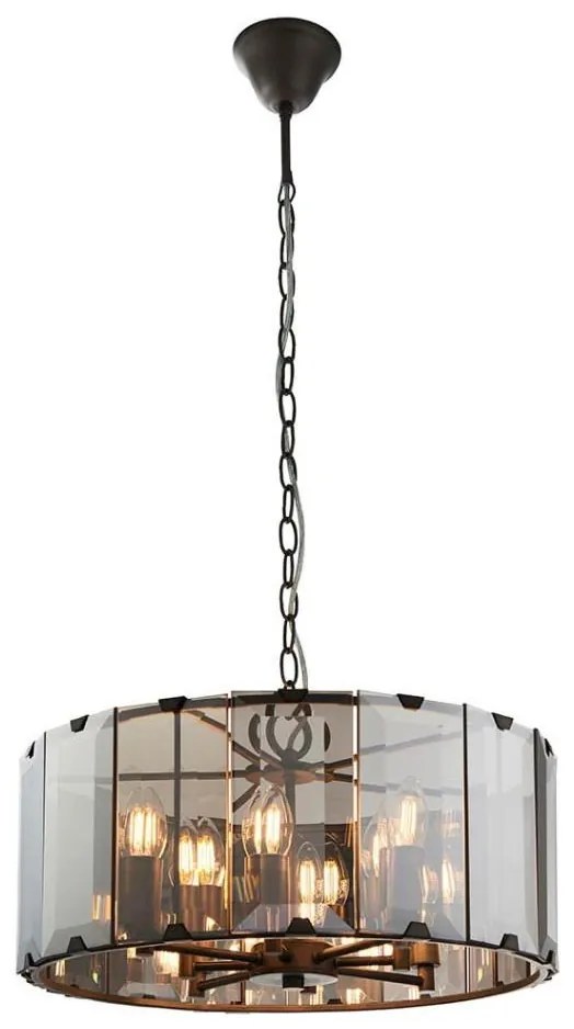 Lustră pe lanț Endon 61294 CLOONEY 8xE14/40W/230V negru/fumuriu