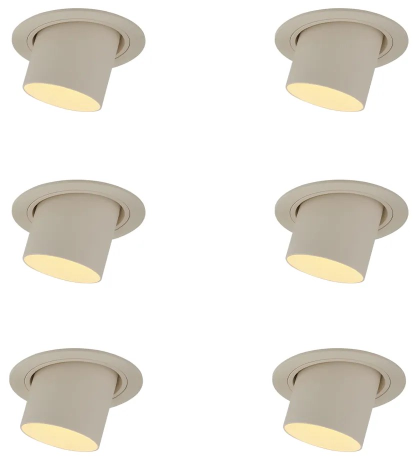Set de 6 spoturi încastrate bej GU10 50mm rotunde, rotative și înclinabile - Installa